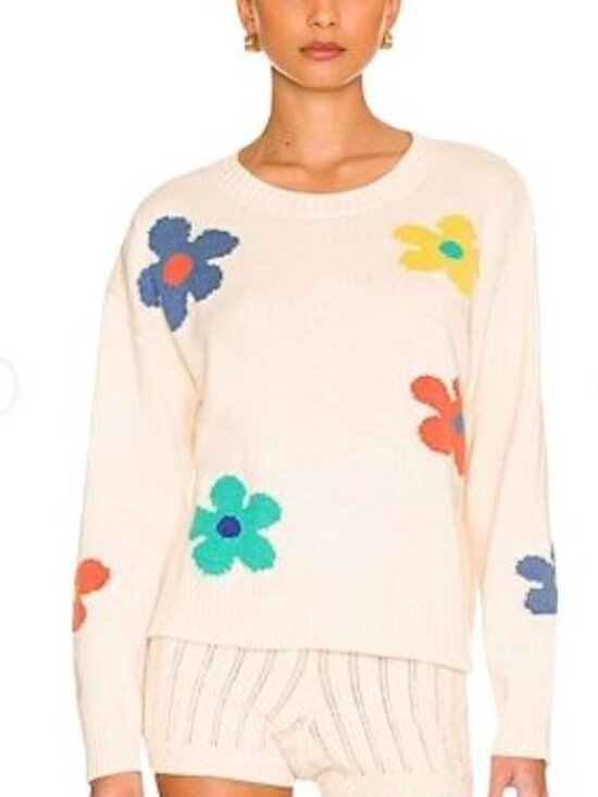 Rails Sweaters - Rails Sweater Womens Sz M Ivory Perci Daisy Cotton Blend Knit Cute Flowers Boxy